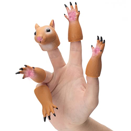 Animal Squirrel Finger Toys Hand Puppet Novelty Animal Tiny Handy Doll Props Plaything Gift for Kids Birthday Party Cosplay Performance Latex Soft Odourless