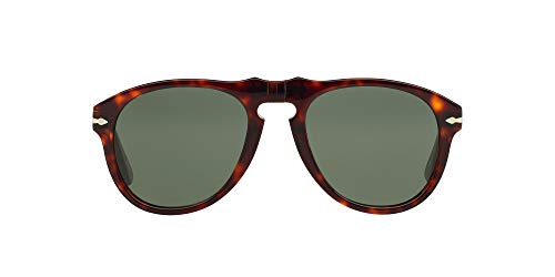 Persol PO0649 Aviator Sunglasses, Havana/Crystal Green, 56 mm