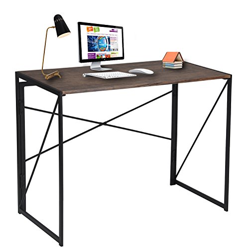 Writing Computer Desk Modern Simple Study Desk Industrial Style Folding Laptop Table for Home Office Brown Notebook Desk