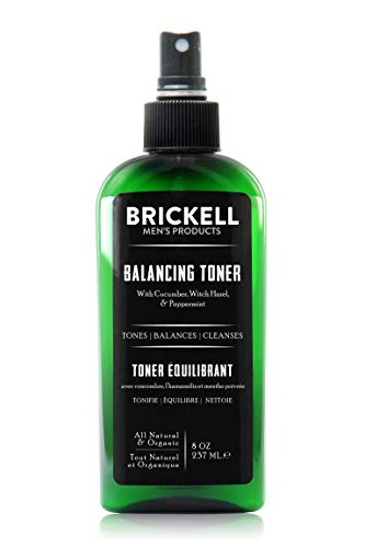 Brickell Men's Balancing Toner for Men, Natural and Organic Alcohol-Free Cucumber, Mint Facial Toner with Witch Hazel, 8 Ounce, Scented