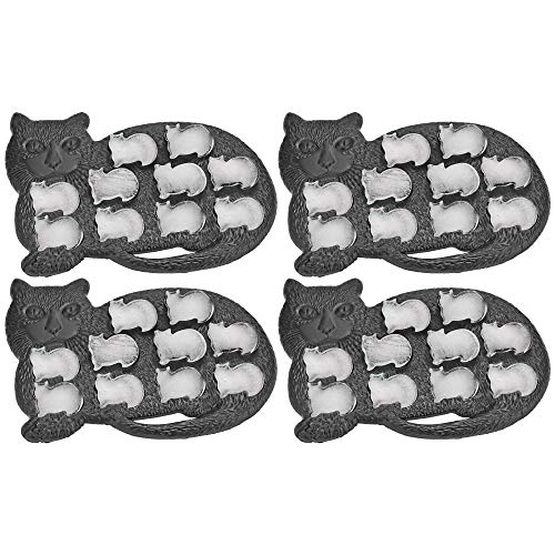 Cat Shaped Ice Cube Tray - Fairly Odd Novelties - Fun & Cute Animal Replica Mold - Perfect for Cat Lovers, Black, 4 Pack