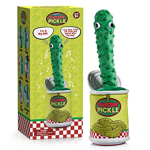 Gagster Dancing Pickle - Sings, Repeats What You Say & Tells Jokes. The Yodeling, Talking Pickle is Hysterically Funny. This Plush Novelty Toy is a Great Stocking Stuffer / Gag Gift for Adults & Kids