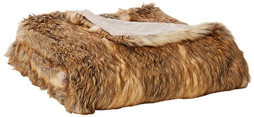 Best Home Fashion Faux Fur Throw - Lounge Blanket - Amber Fox - 58"W x 60