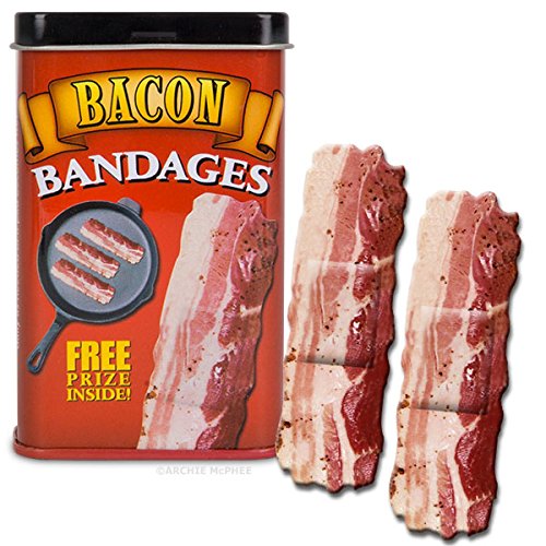 2 Pack - Bacon Shaped Themed Adhesive Bandages, 15 Die-cut Sterile Strips