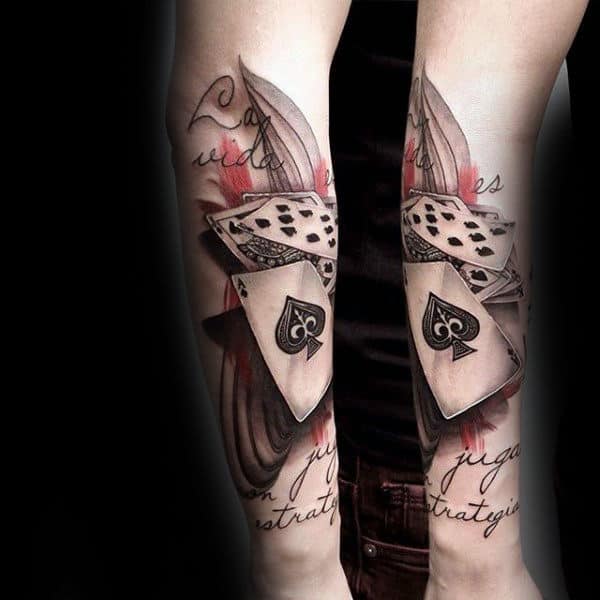 Abstract Playing Card Forearm Tattoos For Gentlemen