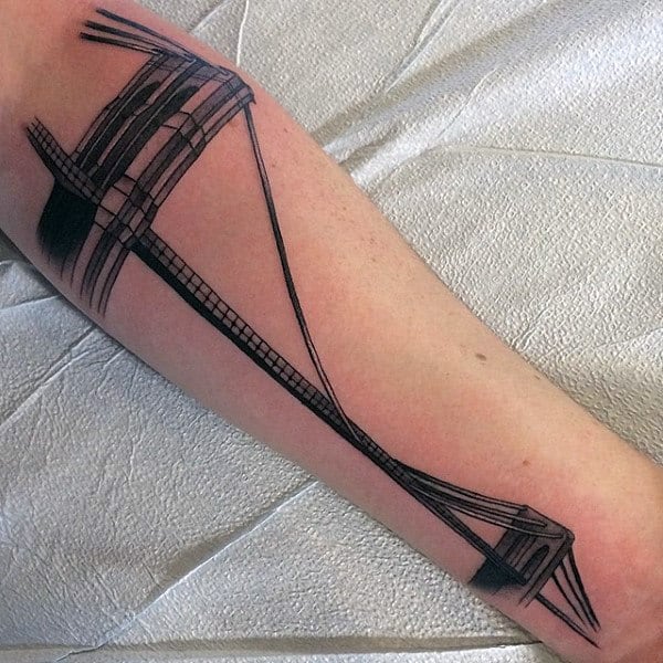 Architecture Brooklyn Bridge Mens Forearm Tattoo