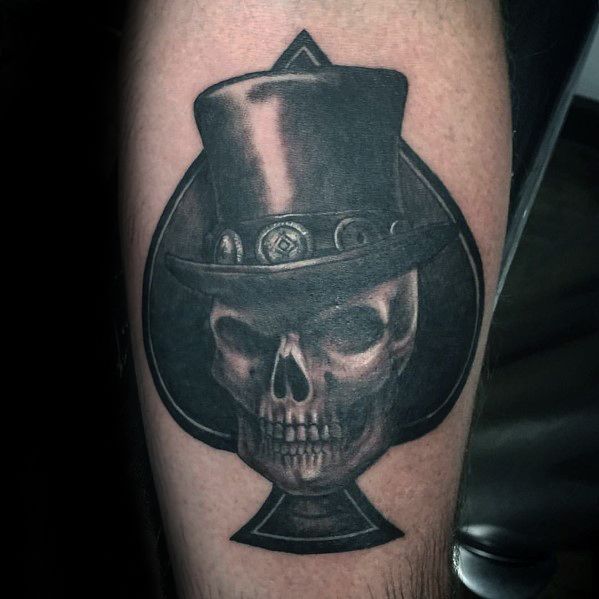Arm Spade 3d Skull With Top Hat Tattoo Ideas For Males