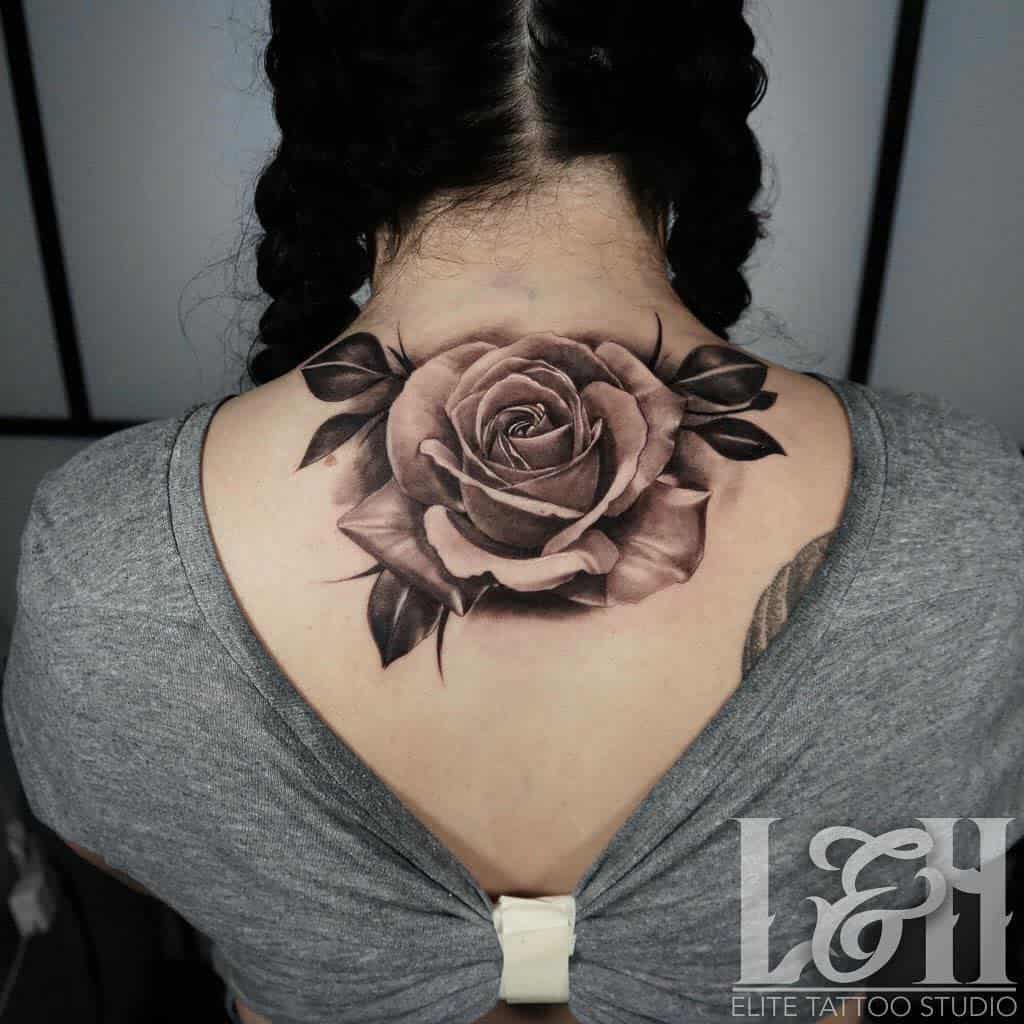 back black and grey rose tattoos lnh_tattoostudio
