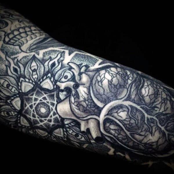 Bicep Geometric Line Art Sacred Geometry Tattoo For Guys