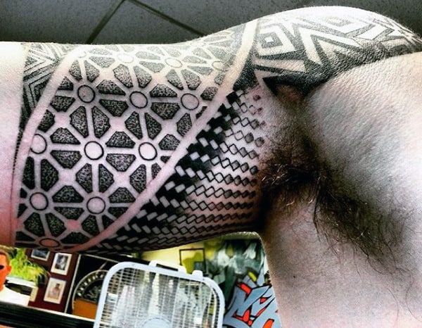 Bicep Sacred Geometric Tattoo Designs For Men