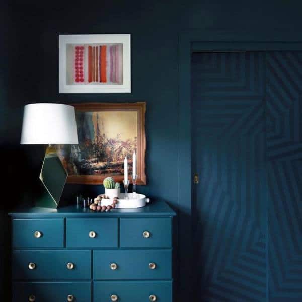 blue pattern bedroom closet doors