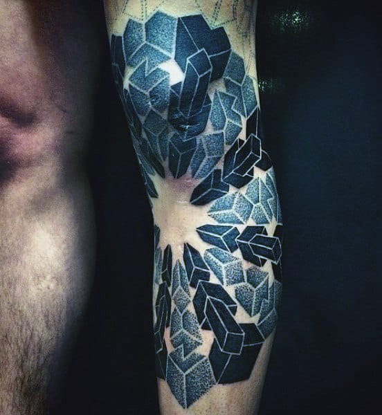 Blue Square Sacred Geometry Tattoo Styles For Men