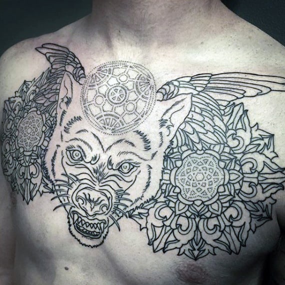 Chest Tattoo Sacred Geometry Shapes On Males