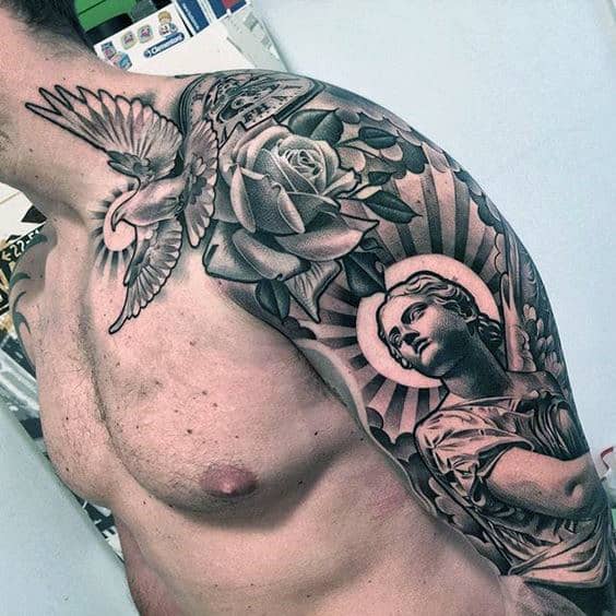 nextluxury shoulder 2 black and grey rose tattoos