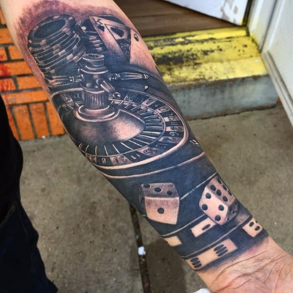 Cool Mens Forearm Sleeve Of Playing Cards And Dice