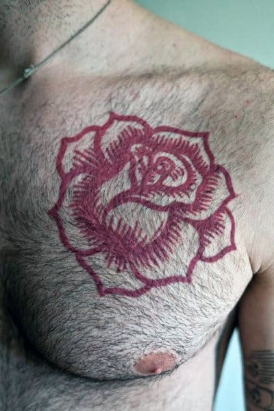 Cool Men's Rose Tattoo For Chest