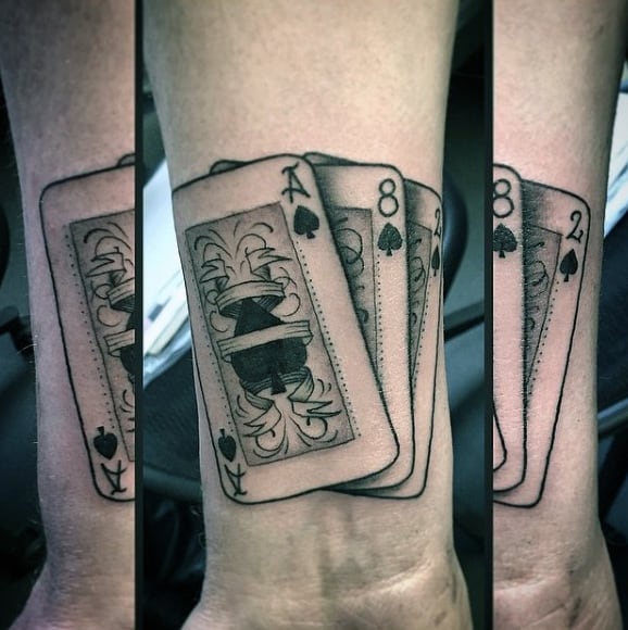 Cool Mens Wrist Playing Card Tattoo Ideas