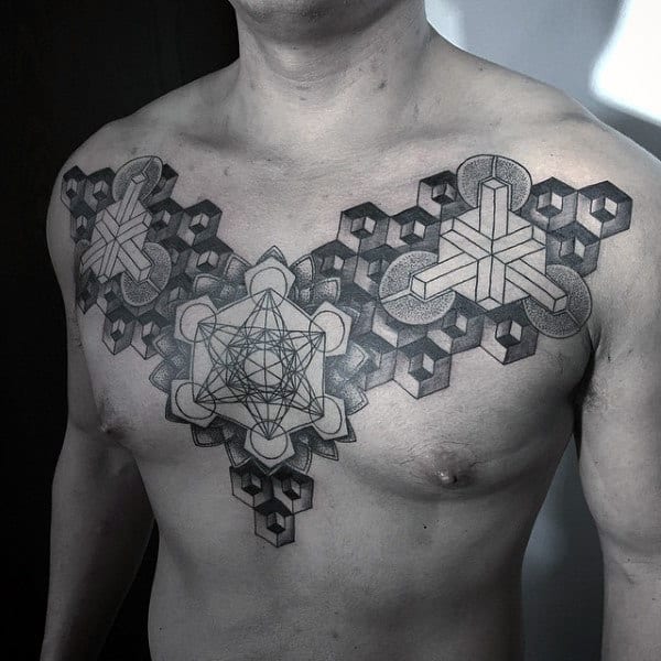 Cool Tattoo Geometric Patterns Of Sacred Geometry On Mans Chest