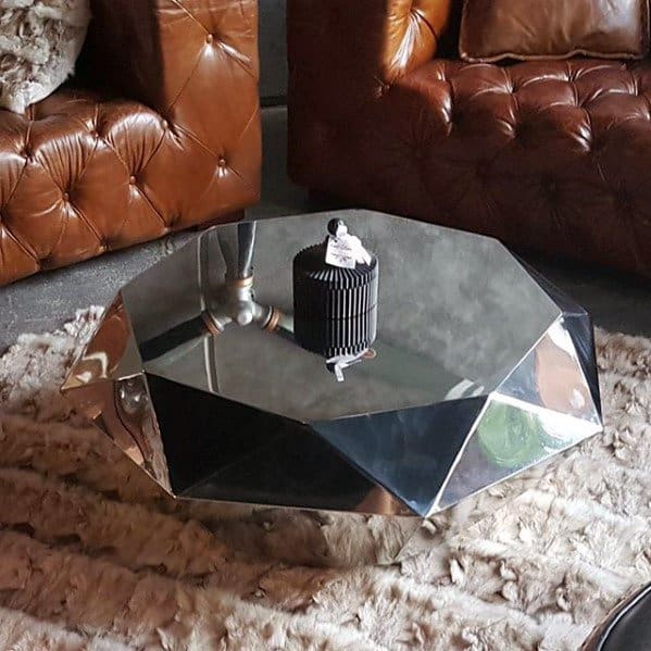 diamond polished chrome coffee table