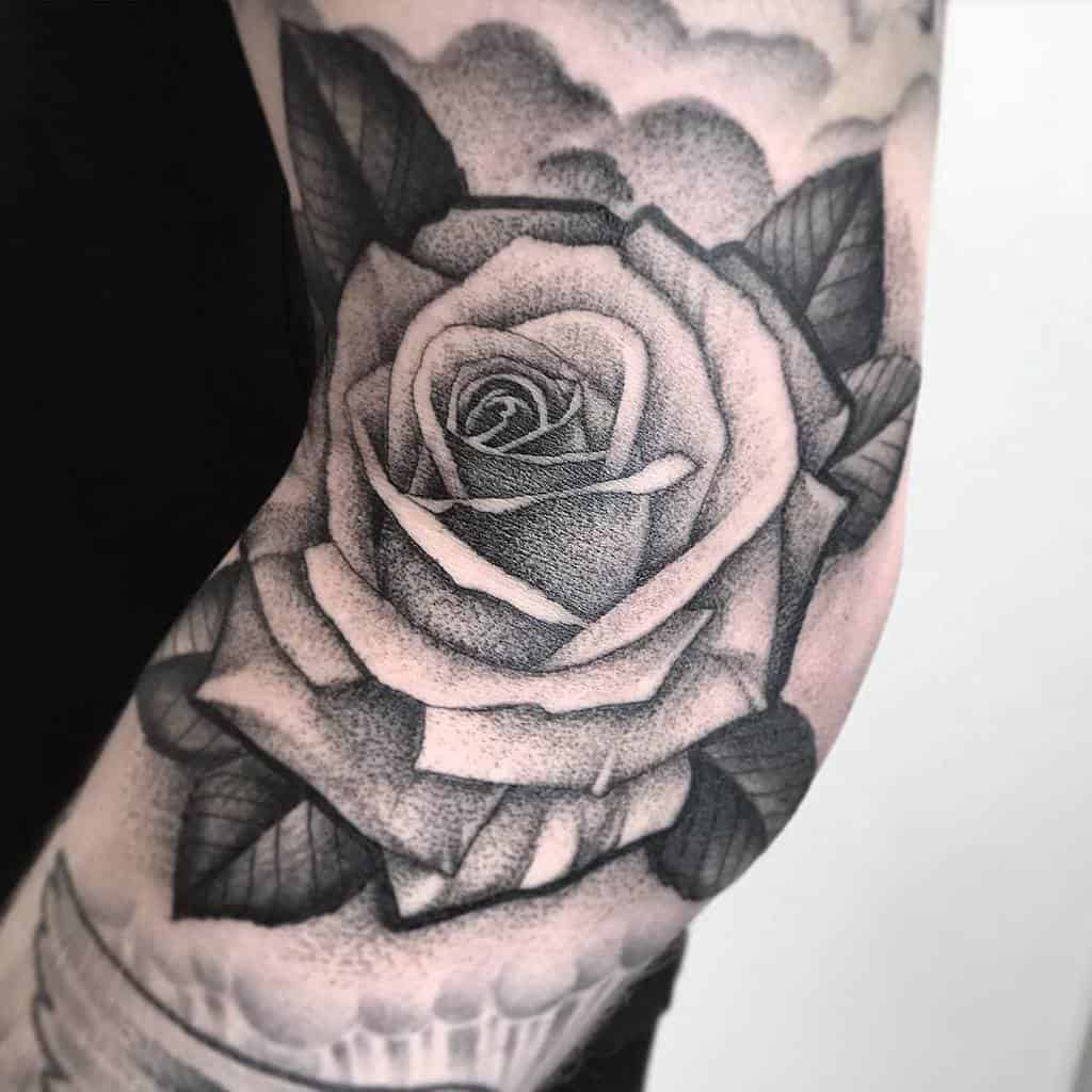 dotwork black and grey rose tattoos ldttattoos