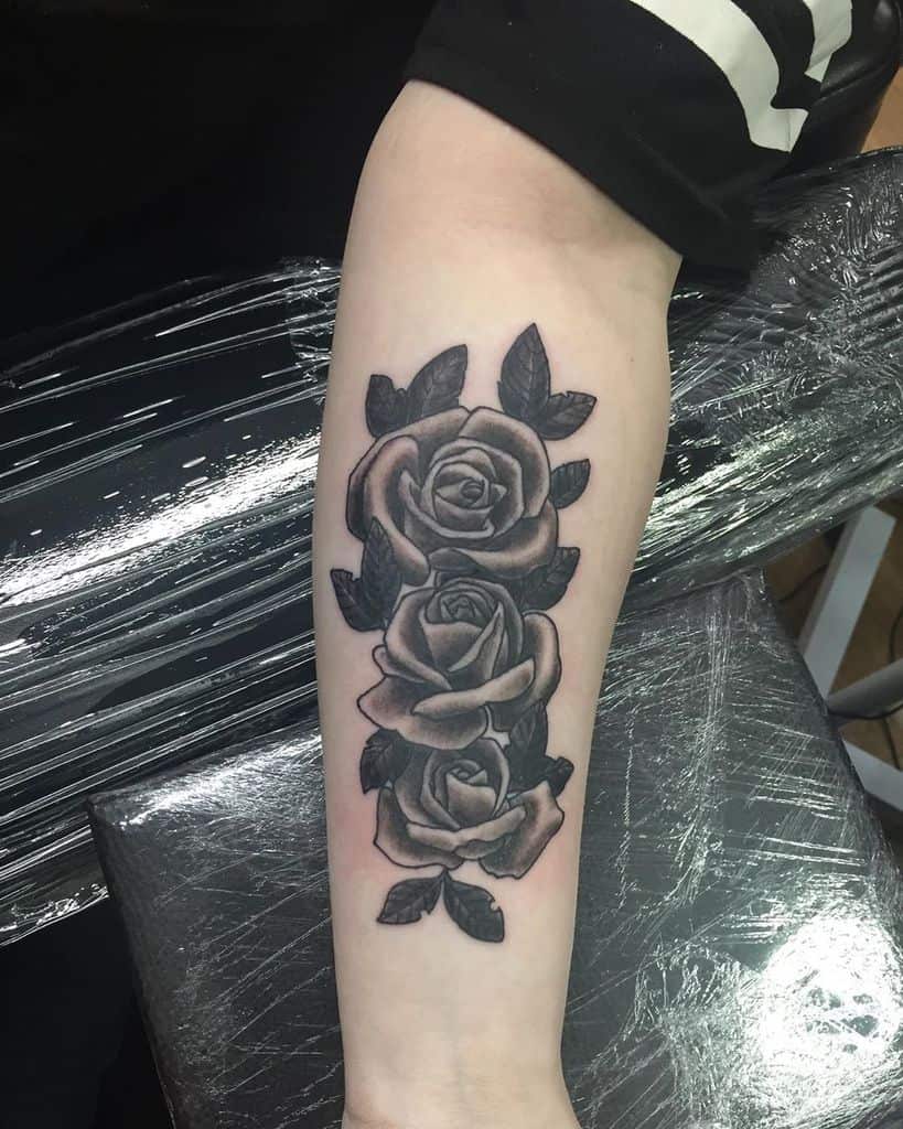 forearm black and grey rose tattoos ink_and_skin_birr
