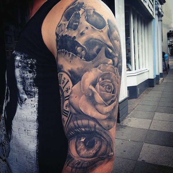 Full Sleeve Rose Tattoo For Men