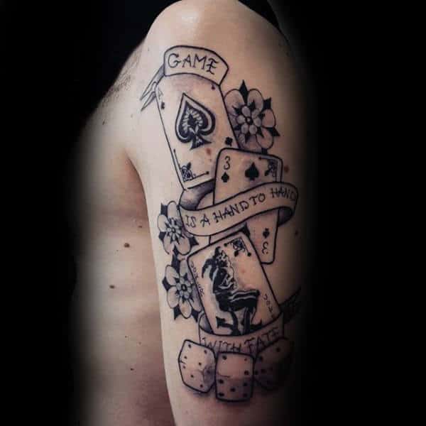 Gaming Guys Old School Playing Card Upper Arm Tattoos