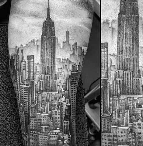 Good Empire State Building Tattoo Designs For Men