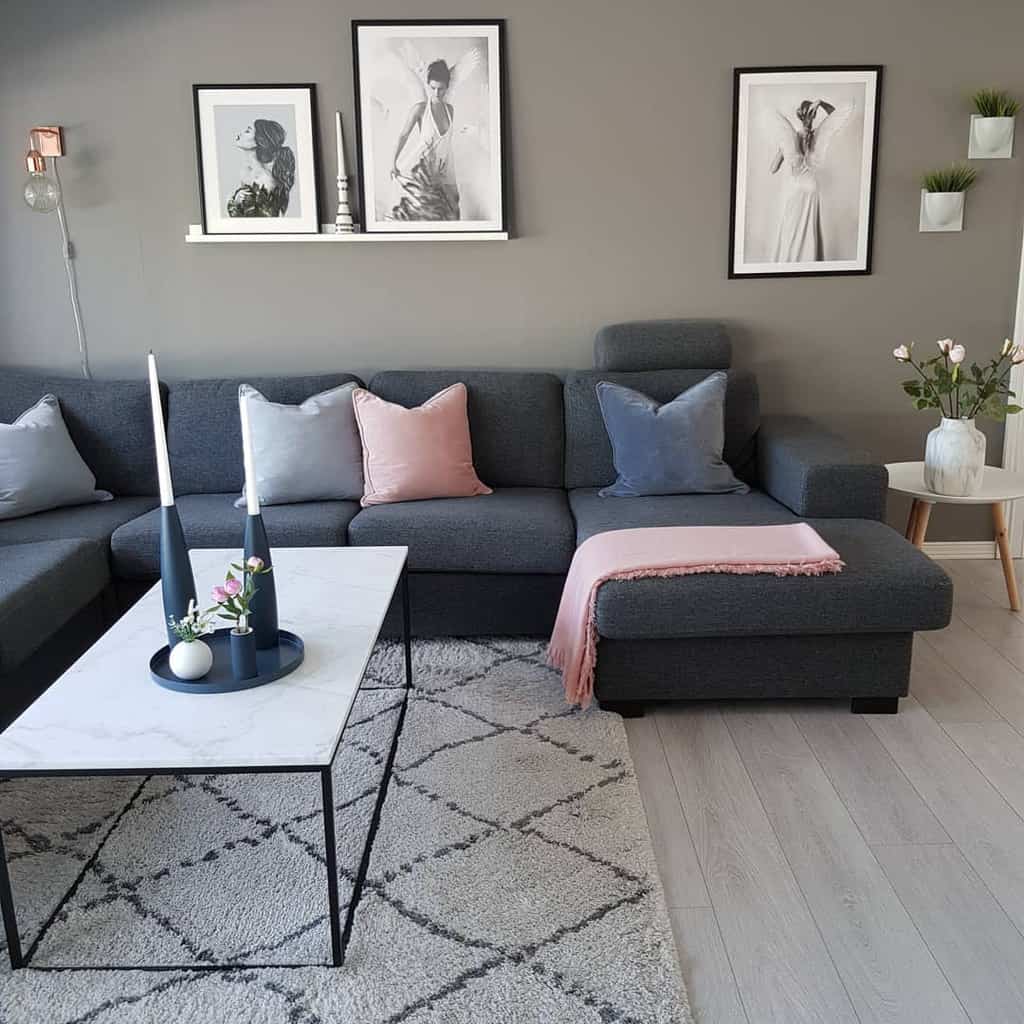 Gray Minimalist Living Room Kristingronas
