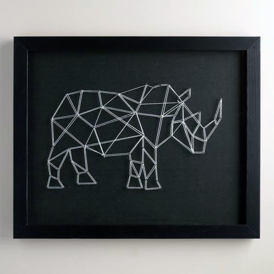 string rhino wall art