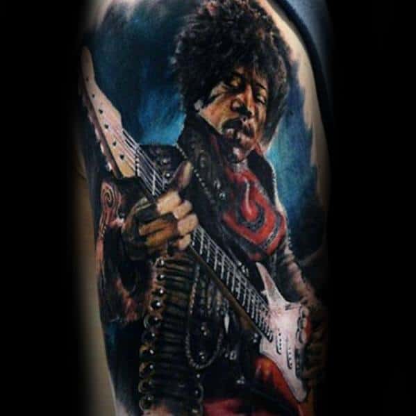 Guys Tattoo Realistic 3d Ideas Jimi Hendrix Designs