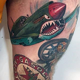 Guys Thighs Interesting Tattoo Of Shark Submarine
