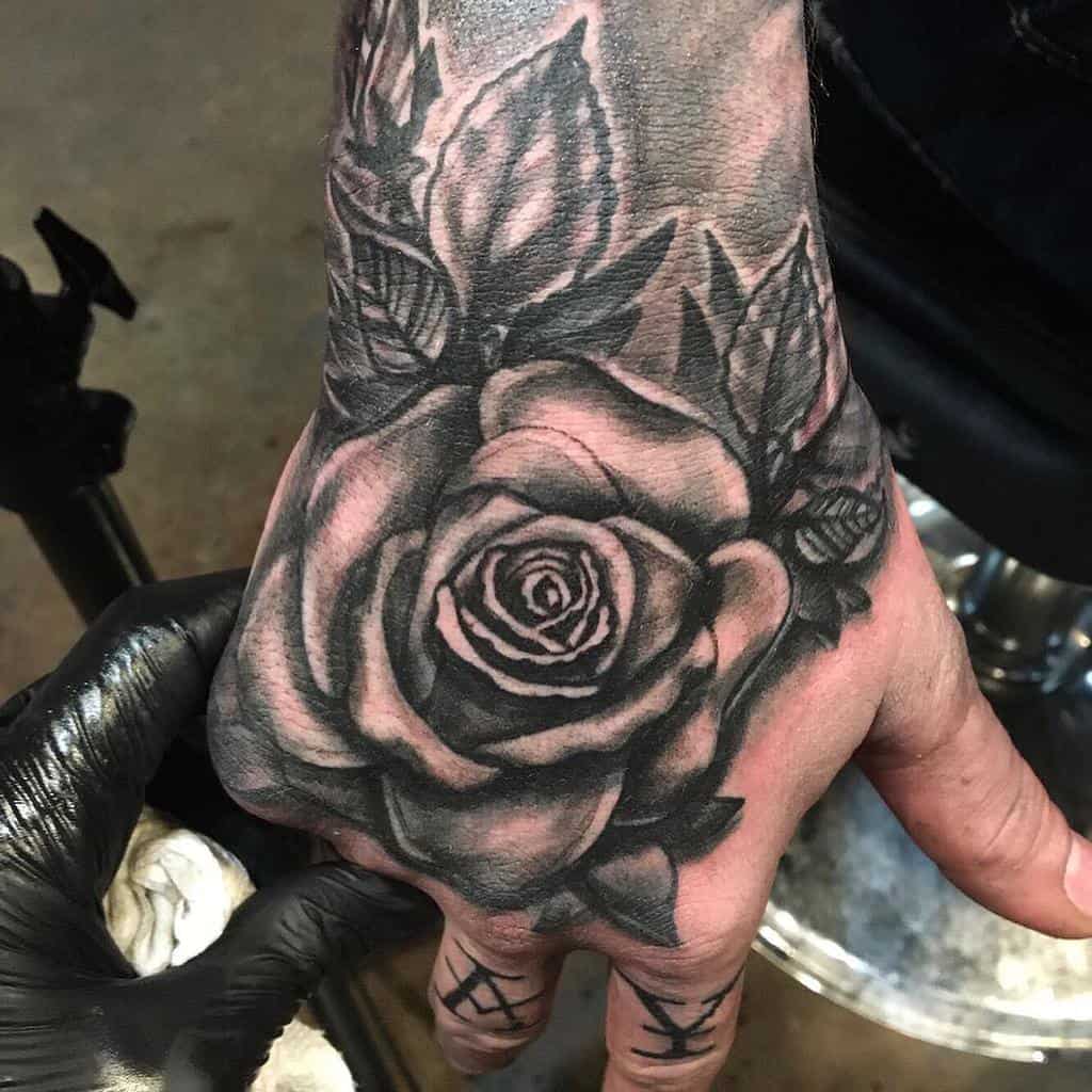 hand black and grey rose tattoos permanentaddictionstattoo