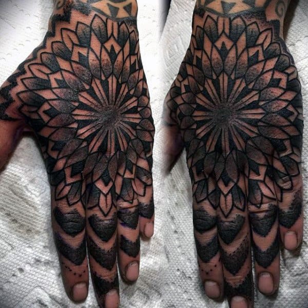 Hand Male Abstract Geometric Tattoos