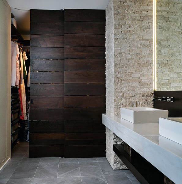 wood panel sliding bathroom closet door 