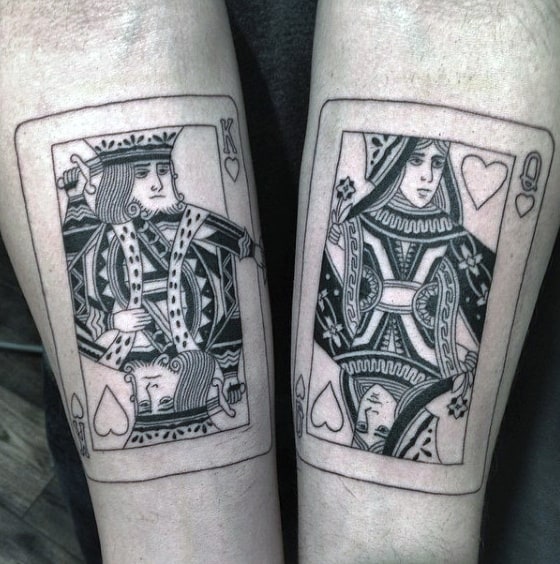 King And Queen Guys Playing Card Inner Forearm Tattoos