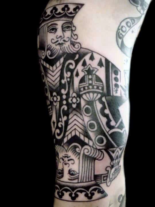 King Playing Card Male Arm Tattoo