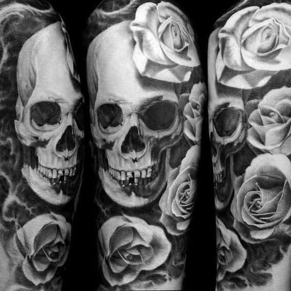 Male Badass Rose Themed Tattoo Inspiration