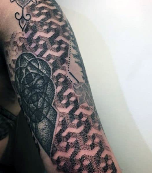 Male Geometric Tattoo Design Sacred On Forearm