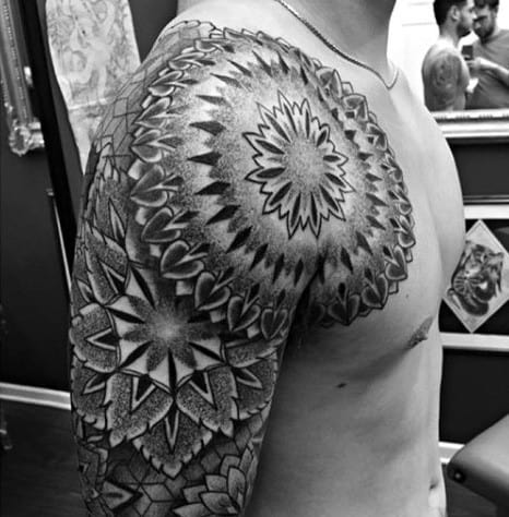 Male Upper Arm And Shoulder Symmetry Tattoos