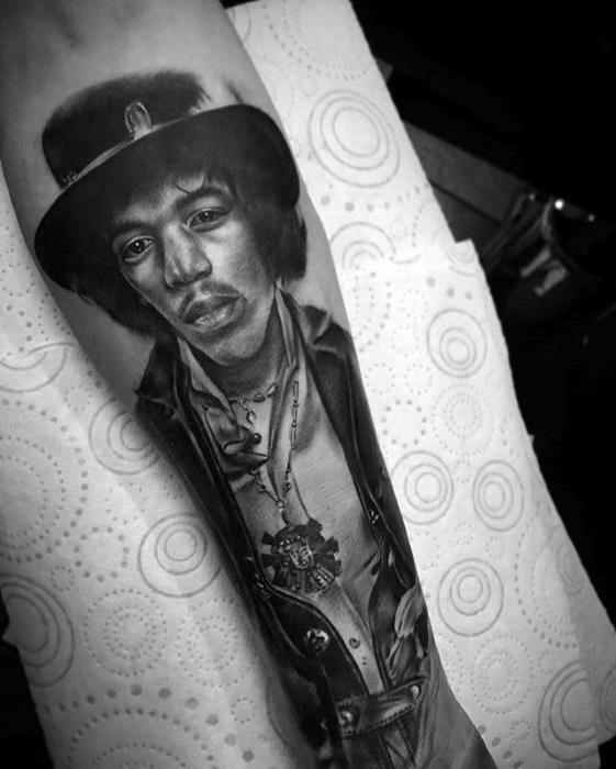 Male With Cool Jimi Hendrix Tattoo Design