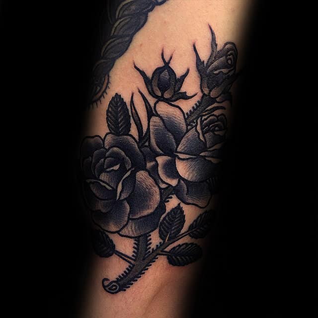 nextluxury arm 1 black and grey rose tattoos