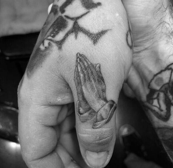 Manly Mens Praying Hands Tattoos For Men On Fingers