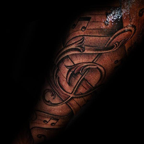 Manly Music Note Tattoos For Guys On Forearm