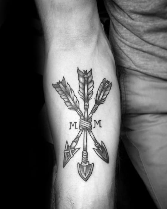 Manly Small Forearm Traditional Arrow Guys Tattoos