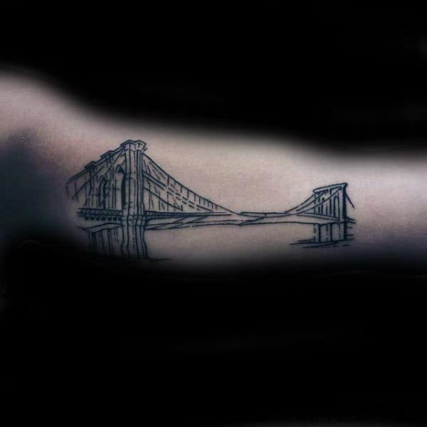 Masculine Brooklyn Bridge Detailed Mens Inner Arm Tattoos