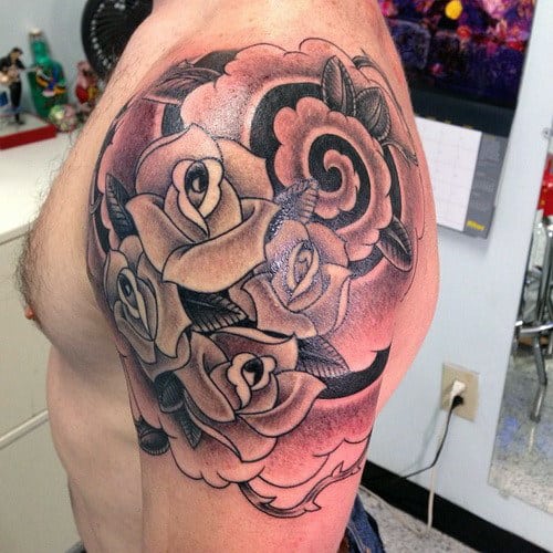 Men Rose Tattoos For Shoulder