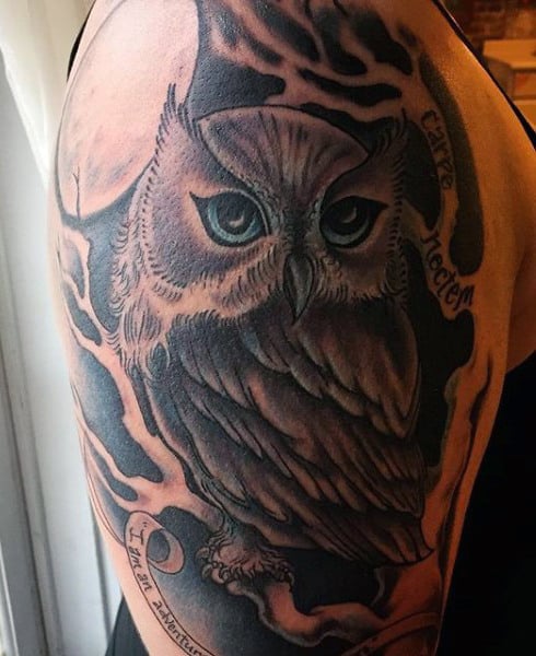 Men's Colorful Owl Tattoos