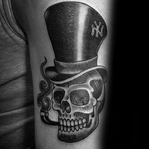 Mens Cool Skull With Top Hat Tattoo Ideas On Arm