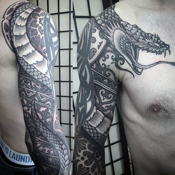 Mens Full Sleeves Interesting Chinese Dragon Tattoo Ideas